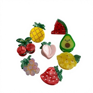 Mignonnes pinces à cheveux en acétate, motif fruits (fraise, cerise), mini pinces latérales pour frange et dessus de tête, accessoires capillaires - Product Image 1