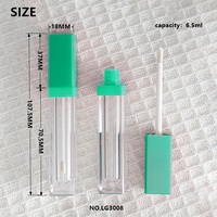 Tubos de Brillo Labial con Tapa de Rosca, Diseño Cuadrado, Plástico, 6.5ml, Aplicador de Brocha Gruesa, Brillo Labial Voluminoso con Colorete Líquido