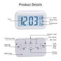 Relojes de mesa digitales LCD inteligentes EMAF, artículos de decoración para habitación, reloj de escritorio, decoración para hogares, termómetros, reloj despertador de escritorio para el hogar