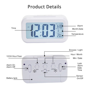 Emaf thông minh LCD kỹ thuật số bảng đồng hồ trang trí phòng mặt hàng Máy tính để bàn đồng hồ trang trí hộ gia đình Nhiệt kế bàn đồng hồ báo thức cho nhà - Product Image 6