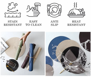 Tappetini intrecciati all'ingrosso resistenti al calore per tavoli da pranzo set di tovagliette in tessuto con glitter grigio argento 100% PP - Product Image 4