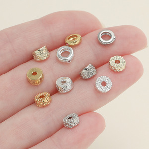 Diy Jewelry Accessories Spacer Beads 18k Gold Plated Round For <b>Bracelet</b> Making <b>Copper</b> Material Plating Process - Product Image 3