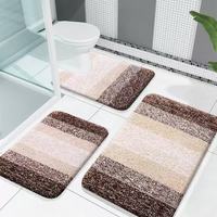 Tapis de salle de bain rayés en cachemire 3 pièces - Antidérapant, résistant à l'usure, anti-salissures, facile à nettoyer - Offre Spéciale