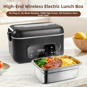 Boîte à lunch <span class=keywords><strong>chauffante</strong></span> électrique portable de 1,3 L, alimentée par <span class=keywords><strong>batterie</strong></span> rechargeable, chauffe-aliments en acier inoxydable, bol à riz anti-fuite - Product Image 1