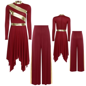 Womens Metallic Worship Praise Dancewear Dress Tunic And <b>Pants</b> Sets Liturgical Lyrical <b>Dance</b> Modern Contemporary <b>Dance</b> Costumes - Product Image 3