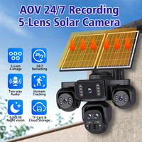Caméra de sécurité solaire Wistino 20MP 14W à cinq objectifs, zoom 10X, extérieure, étanche IP66, 4G, caméra solaire Aov