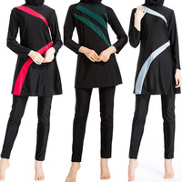 Maillot de bain musulman personnalisé à manches longues 3 pièces pour femme, tenue de plage intégrale, burkini modeste pour femme