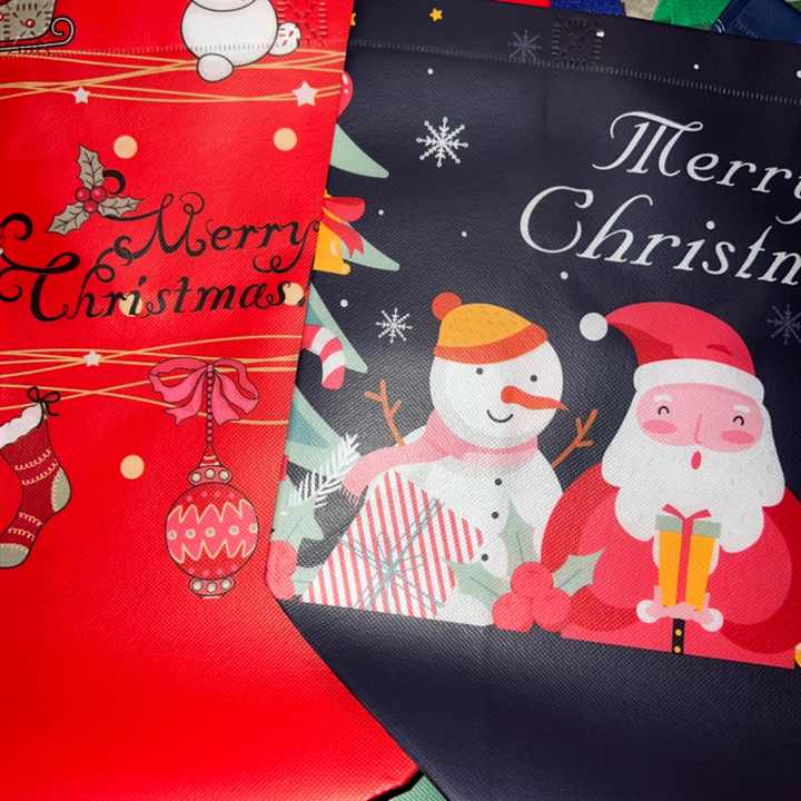 Custom 12 Pack Large Christmas Gift Bag Reusable Tote Bags With Handle