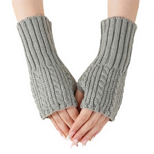Women's Winter Half-finger Open-finger Arm Warmers Breathable Plain Casual Fingerless Gloves Acrylic/Cotton Crochet - Product Image 3