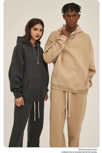 Oversized <b>Men</b> Eco-Friendly Pocket Hoodie 350g Heavyweight <b>Fleece</b> Lined Pullover Loose Fit Streetwear <b>Thick</b> Warm Sweatshirt - Product Image 4