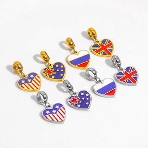 Liontin jimat baja tahan karat bendera Amerika ornamen jimat Enamel patriotik berbentuk hati jimat 18k liontin halus berlapis emas - Product Image 2