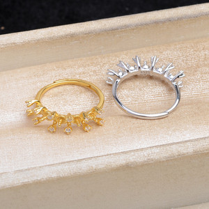 Anillo Abierto de Plata S925 con Perla Pequeña, Soporte para Accesorios, Anillo de 5 Cuentas, 5641, Fornituras y Componentes de Joyería - Product Image 3