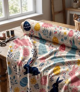 Charming Pastel Easter Rabbit Curtain Velvet Or Blackout Art Nouveau <b>Window</b> Panel Elegant Printed Drapes for Living Room Bedroom - Product Image 4