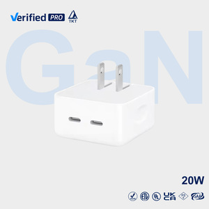 TKT 20W Nuevo Adaptador de Corriente Portátil con Doble Puerto Tipo-C, <span class=keywords><strong>Cargador</strong></span> Rápido PD, Enchufe Plegable, <span class=keywords><strong>Cargador</strong></span> de Pared para <span class=keywords><strong>iPhone</strong></span> 17 Air/Pro/Pro Max - Product Image 1