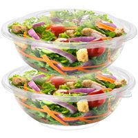 Vajilla gran oferta grado alimenticio Eco Biodegradable compostable Pla transparente personalizado Biodegradable plástico ensaladera conjunto con tapa