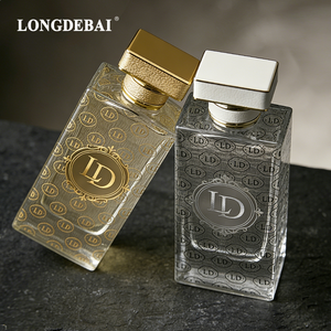 Botella de Perfume Rectangular de Vidrio Transparente de Lujo al por Mayor, Vacía, con Tapa Plateada y Atomizador, Cuadrada, 30ML 50ML 80ml 100ML - Product Image 1