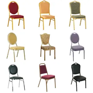 Otel yemek sandalyeleri İstistackable kırmızı Metal demir kullanılan düğün ziyafet sandalyeler