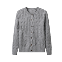 Hersteller-OEM Weiche Baumwolle Kaschmir Acryl Strickoberteil Klassische Zopfmuster-Strickjacke Modische Lässige Slim-Fit Damenpullover