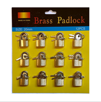 Mini pas cher petit 20mm * 12 pièces ensemble de cadenas en laiton à Yiwu marché serrures serrure à bagages cadenas en laiton