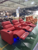 Sofá reclinable eléctrico de 3 asientos de cuero genuino para cine en casa, silla de cine con luz LED, sillones reclinables eléctricos para cine