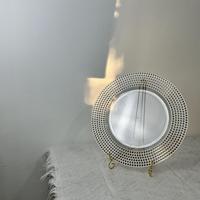 Assiettes de table de 13 pouces personnalisées en plastique doré étoiles mosaïque ronde transparente claire pour banquet de fête pour réception de mariage