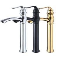 Grifo de Baño Retro Tradicional sin Contacto, de una Sola Manija, de Aleación de Zinc con Acabado Cromado, Montado en el Suelo, con Válvula de Latón