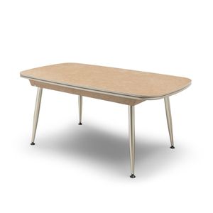 Mesa de Comedor Rectangular Moderna con Tapa de Mármol y Patas de Acero Inoxidable Extensible para 6 Personas Rosse para Hogar y Hotel - Product Image 1