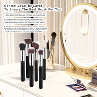 Ensemble de pinceaux de maquillage de luxe avec blaireau manche en bois cheveux synthétiques 10 pièces fond de teint pinceaux fard à paupières pour femmes en gros