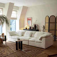 Wabi-Sabi Cloud Sofa Holz Einzelsitz Daunengefüllt Creme Luxus Hotel Villa Projekt Unverpacktes Designer-Set Hergestellt in Japan Ohne Verpackung