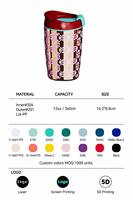 Vente en gros de tasses de voyage en acier inoxydable à motif de points quadrillés de 12 oz (360 ml), tasse à café isolée sous vide avec couvercle en PP, commande en gros personnalisée OEM, 1000 pièces