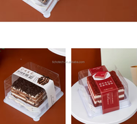Großhandel Einzel-Kuchen-Plastikbox mit Gabel PET Transparente Quadratische Kuchen-Dessert-Verpackungsbehälter für Bäckereien