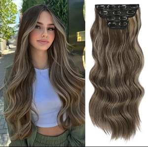 Ensemble d'extensions de cheveux superposées pour femmes, composé de quatre pièces. <span class=keywords><strong>Machine</strong></span> à tresser double couche pour des boucles naturelles et réalistes. - Product Image 6
