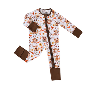 Hongfusheng 2-weg rits baby bamboe pyjama's van biologisch viscose bamboe, comfortabel voetenzakje voor baby's - Product Image 1