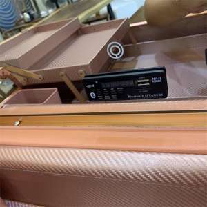 Oro rosa di <span class=keywords><strong>Trucco</strong></span> Treno <span class=keywords><strong>Valigia</strong></span> Illuminato di Rotolamento di Viaggio Cosmetic Organizer caso con 3 Colori Chiari - Product Image 3