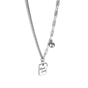Collar con Colgante de Plata de Ley S925 con Diseño de Letra para la Buena Suerte, Uso Diario, Cadena de 405 cm de Largo - Product Image 5