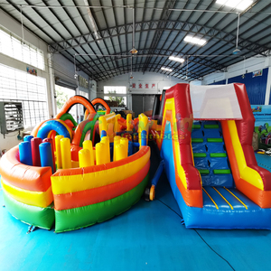 Parcours d'obstacles gonflable commercial pour enfants, château gonflable avec toboggan, parcours d'obstacles géant gonflable - Product Image 2