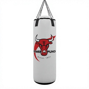 กระสอบทรายฝึกซ้อมมวย Power Punch Heavy Duty สีขาวแดง โลโก้ Red Bull ผ้า Oxford ทนทาน บรรจุทราย 25 กก. ปิดซิป สำหรับผู้ใหญ่ - Product Image 1