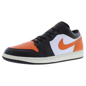 Chaussures Nike Air Jordan 1 Low en cuir pour hommes, style basket-ball, noir Starfish White Sail - Product Image 1