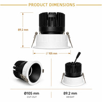 Luz LED Empotrable de Techo Comercial al por Mayor de 12W, 15W, 20W, 25W, con Alto CRI y Antideslumbrante Profundo para Hoteles, Tiendas y Comercios