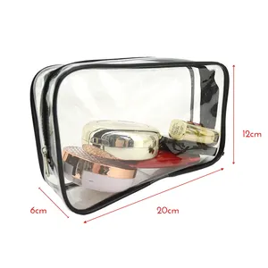 Clear Transparent PVC Makeup Cosmetic Bag High Frequency Hot Sealing PEVA Cosmetic Pouch