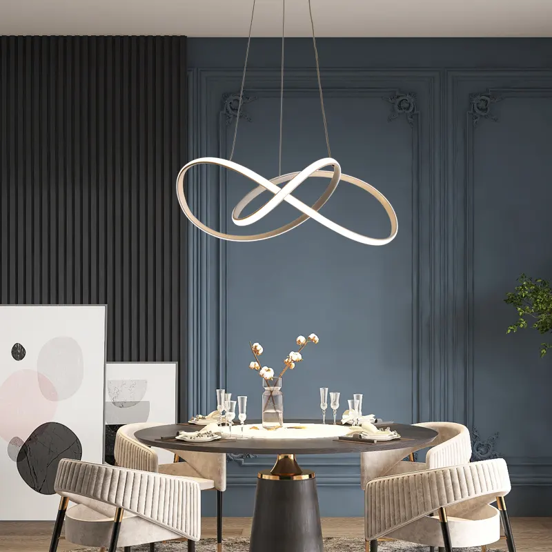 Plafonnier LED suspendu circulaire, design nordique moderne, éclairage d'intérieur, luminaire décoratif de plafond, idéal pour un salon, une salle à manger, une cuisine, une chambre à coucher ou un hôtel, nouveau modèle