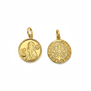Medalla de Oro Amarillo Fino de 18K/14K/9K, Estilo San Benito Chileno, 9mm/14mm - Product Image 2