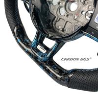 Hellblaues Geschmiedetes Carbon-Faser-Wildleder LED Angepasstes Sport-Lenkrad Geeignet für Perforierten MK6 GOLF JETTA