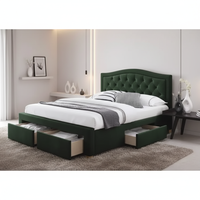 Lit rembourré sur mesure en velours vert, design moderne et luxueux, cadre de lit extra-large pour chambre à coucher
