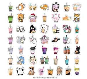 Paquete de pegatinas bonitas a prueba de agua perfectas para MacBook Boba Stickers 50 piezas, Bubble Tea Milk Tea Vinyl Decal - Product Image 3
