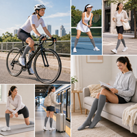 Bas unisexe de compression du genou de couleur grise 15-20 MmHg pour le bas d'infirmière de varices
