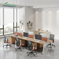 Bureau d'ordinateur moderne à 6 places avec structure en fer de haute qualité et design modulaire pour poste de travail de bureau