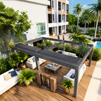 Pergola bioclimatique motorisée extensible à lames orientables en aluminium, étanche, résistante aux UV, télécommandée, pour jardin, terrasse, bord de piscine