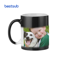 Tasses à café en céramique noire personnalisables BestSub, thermosensibles, à changement de couleur magique, 330 ml, pour sublimation, vente en gros B2B, personnalisées