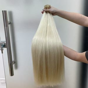 Cheveux humains en vrac double trame de qualité usine, 100% Remy, lisses, blonds, cuticules alignées, mèches Remy pour extensions - Product Image 5